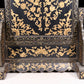 An exquisite zitanwood lacquered table screen with gold floral and dragon patterns