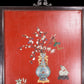 An exquisite zitanwood painted lacquered vase pattern hanging screen