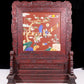 An exquisite huanghuali wood lacquered, gold-embedded, landscape and figure table screen