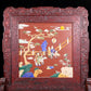 An exquisite huanghuali wood lacquered, gold-embedded, landscape and figure table screen