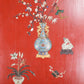 An exquisite zitanwood painted lacquered vase pattern hanging screen