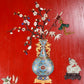 An exquisite zitanwood painted lacquered vase pattern hanging screen