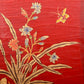 An exquisite zitanwood lacquered, gold-embedded, flower-and-bird pattern table screen