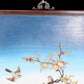 An exquisite zitanwood painted and painted hanging screen with inlaid gems and landscapes, flowers and birds.