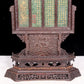 An exquisite zitanwood table screen inlaid with jasper dragon patterns