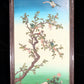 An exquisite zitanwood painted and painted hanging screen with inlaid gems and landscapes, flowers and birds.