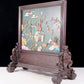 An exquisite zitanwood inlaid with jasper, gold and gemstone elephant pattern table screen