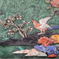 An exquisite zitanwood inlaid with jasper, gold and gemstone flower and bird pattern table screen