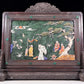 An exquisite zitanwood inlaid with jasper, gold inlaid with gems, landscape and figures pattern table screen