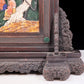 An exquisite zitanwood inlaid with jasper, gold inlaid with gems, landscape and figures pattern table screen