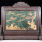 An exquisite zitanwood inlaid with jasper, gold inlaid with gems, landscape and figures pattern table screen