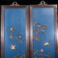 A set of exquisite zitanwood painted four-bar hanging screens inlaid with gems and flowers and birds.