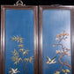 A set of exquisite zitanwood painted four-bar hanging screens inlaid with gems and flowers and birds.