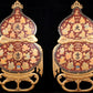 A pair of exquisite zitanwood painted figures with festive patterns and gourd hanging screens