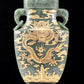 A perfect jasper bottle with golden dragon pattern and elephant ear cap