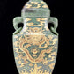 A perfect jasper bottle with golden dragon pattern and elephant ear cap