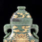 A perfect jasper bottle with golden dragon pattern and elephant ear cap