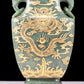 A perfect jasper bottle with golden dragon pattern and elephant ear cap