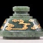 A perfect jasper bottle with golden dragon pattern and elephant ear cap