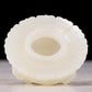 An exquisite white jade tripod censer with flower and bird patterns and lid