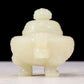 An exquisite white jade tripod censer with dragon pattern and lid