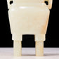 An exquisite white jade four-legged censer with dragon pattern and lid