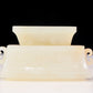 An exquisite white jade four-legged censer with dragon pattern and lid