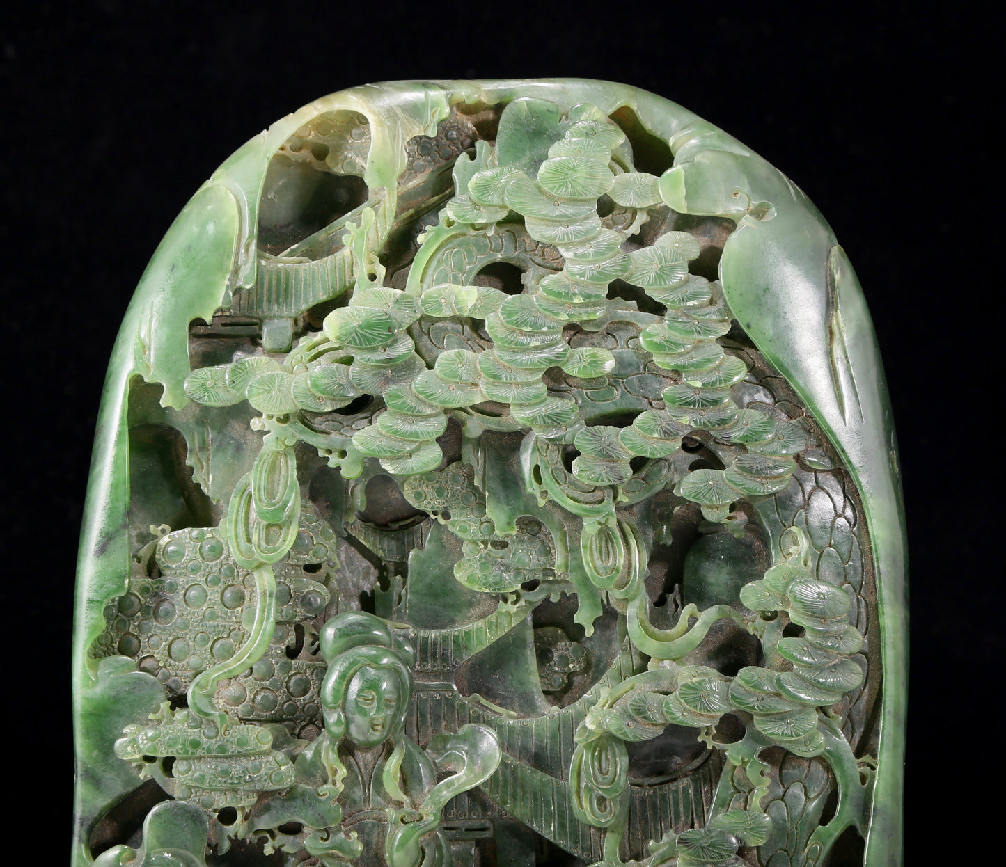 An exquisite jasper landscape figure ornament