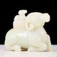 An exquisite white jade sheep-shaped bottle with lid