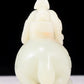 An exquisite white jade sheep-shaped bottle with lid