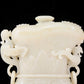 An exquisite white jade animal-faced dragon and phoenix ear bottle with lid