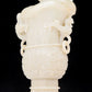 An exquisite white jade animal-faced dragon and phoenix ear bottle with lid