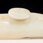 An exquisite white jade animal-faced dragon and phoenix ear bottle with lid