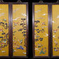 A set of exquisite zitanwood painted four-bar hanging screens inlaid with gems and flowers and birds.