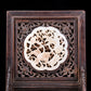 An exquisite zitanwood inlaid with white jade hollow carved flower and bird pattern table screen