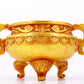 An exquisite gilt bronze censer with double ears and three legs