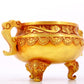 An exquisite gilt bronze censer with double ears and three legs