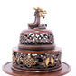 An exquisite gilt bronze tripod censer with lotus and dragon pattern and lid