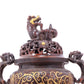 An exquisite gilt bronze censer with double ears and three legs with lotus and auspicious animal patterns.