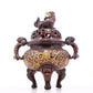 An exquisite gilt bronze censer with double ears and three legs with lotus and auspicious animal patterns.