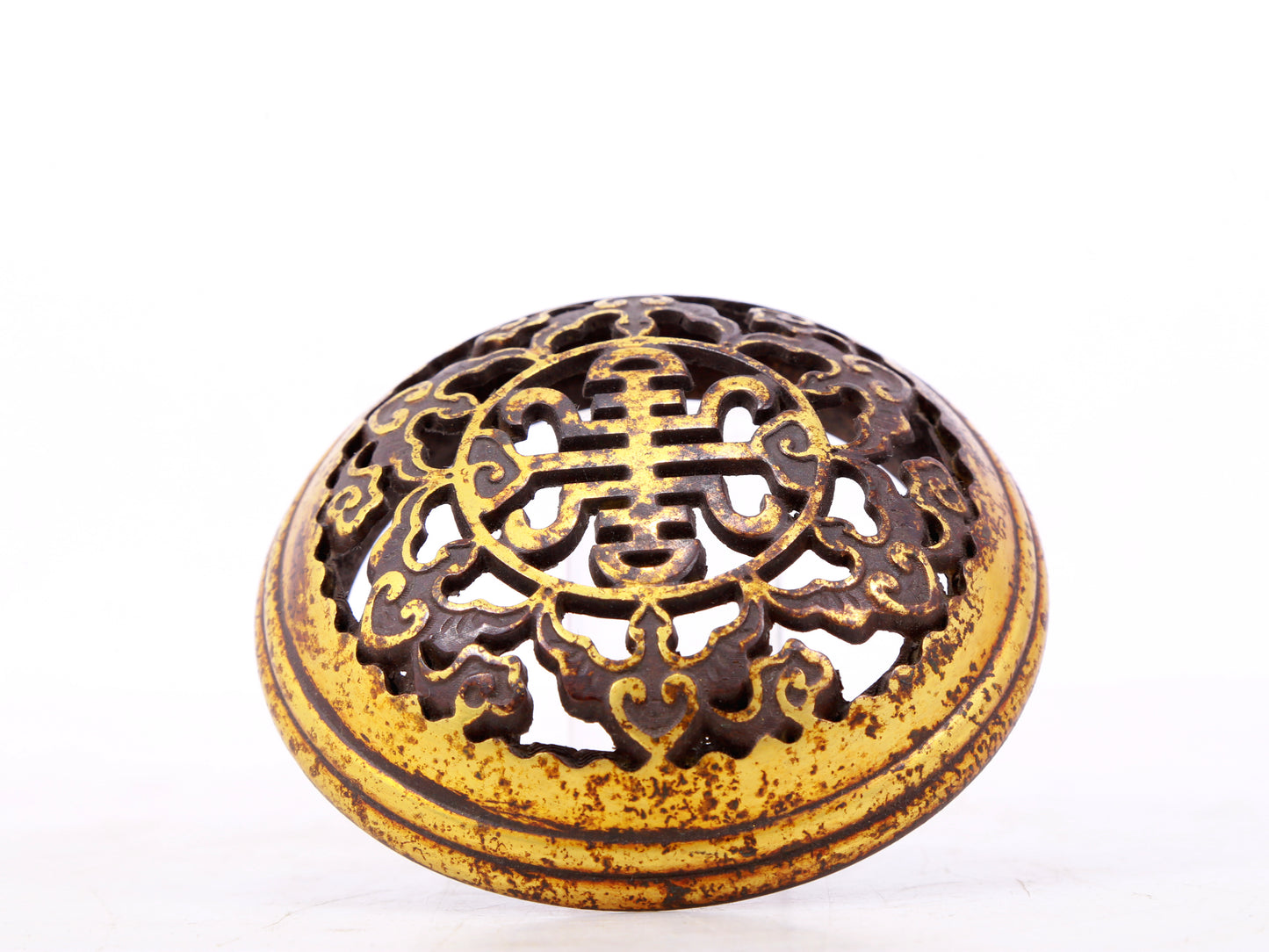 An exquisite gilt bronze tripod censer with lid