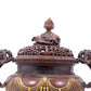 An exquisite gilt bronze elephant-patterned two-eared and tripod censer with lid