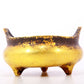 An exquisite gilt bronze censer with double ears and three legs