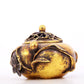 An exquisite gilt bronze censer with floral pattern and lid