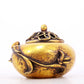 An exquisite gilt bronze censer with floral pattern and lid