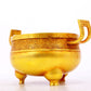 An exquisite gilt bronze censer with double ears and three legs