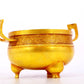 An exquisite gilt bronze censer with double ears and three legs