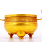 An exquisite gilt bronze censer with double ears and three legs