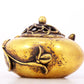 An exquisite gilt bronze censer with floral pattern and lid