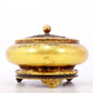 An exquisite gilt bronze censer with floral pattern and lid